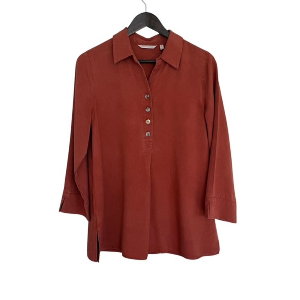 Soft Surroundings Burnt Sienna Collared Pullover Tunic - Medium